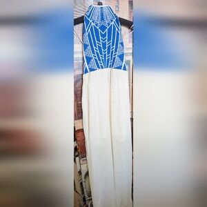 Jealous Tomato Blue and Cream Maxi Skirt